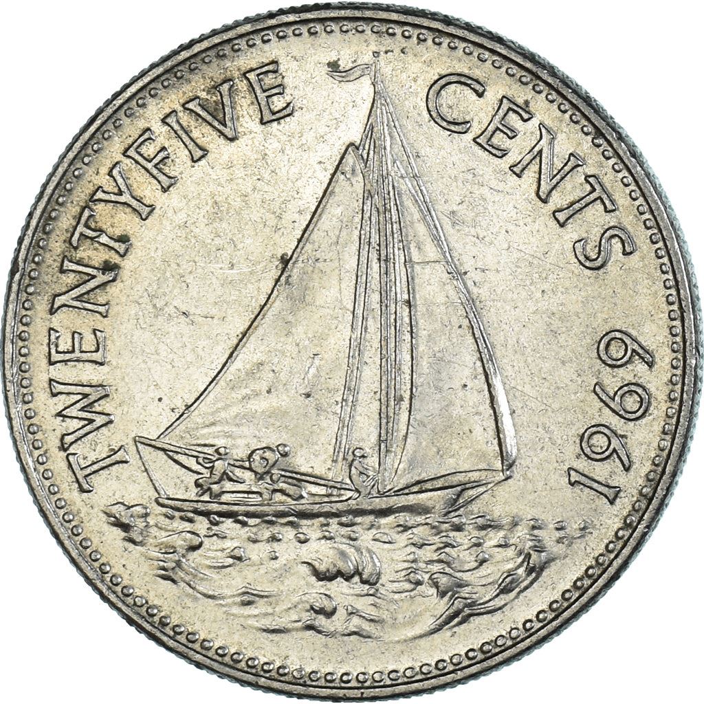 The Bahamas | 25 Cents Coin | Sailboat | Km:6 | 1966 - 1970
