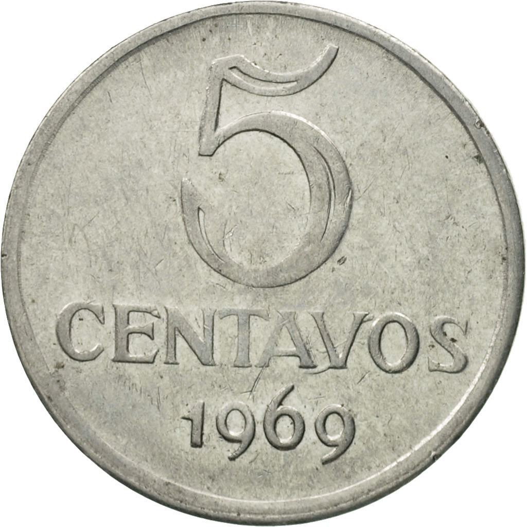 Brazil | 5 Centavos Coin | Effigie | Km:577.1 | 1969 - 1975