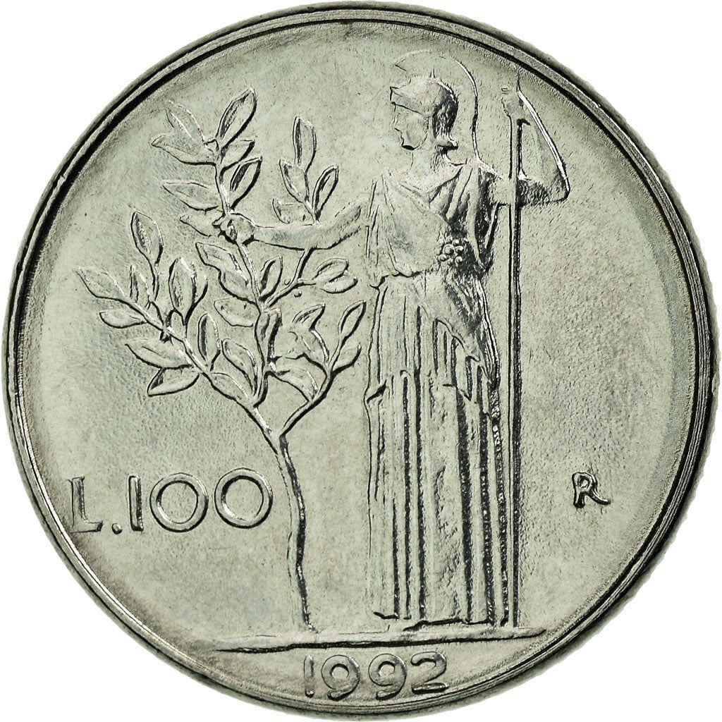 Italy | 100 Lire Coin | Goddess Minerva | Km:96.2 | 1990 - 1992