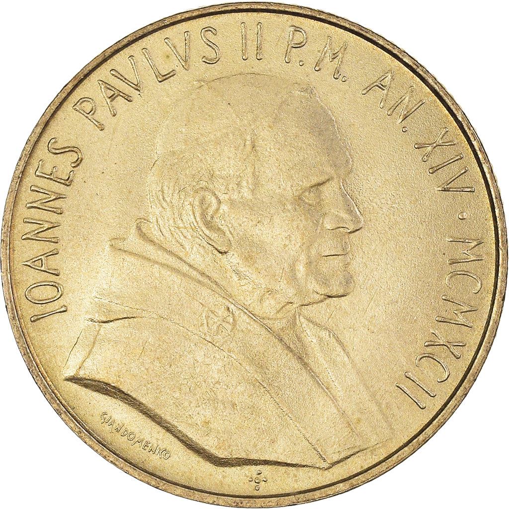 Vatican City | 200 Lire Coin | John Paul II | Km:240 | 1992