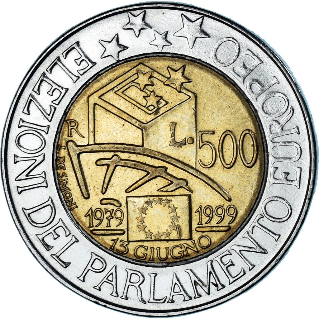 Italy | 500 Lire Coin | Parliament Elections | Km:203 | 1999