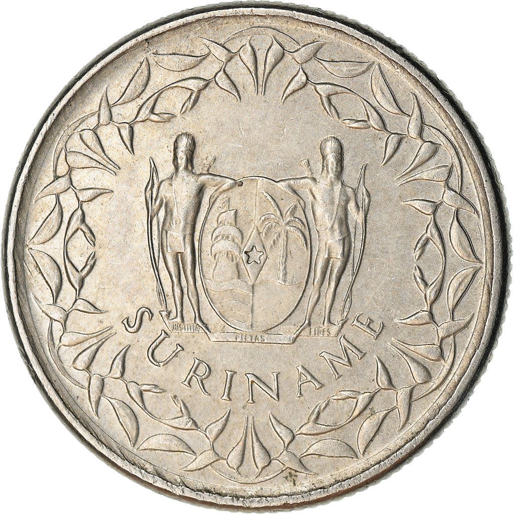 Suriname | 25 Cents Coin | Natives | Wreath | Km:14 | 1987 - 2017