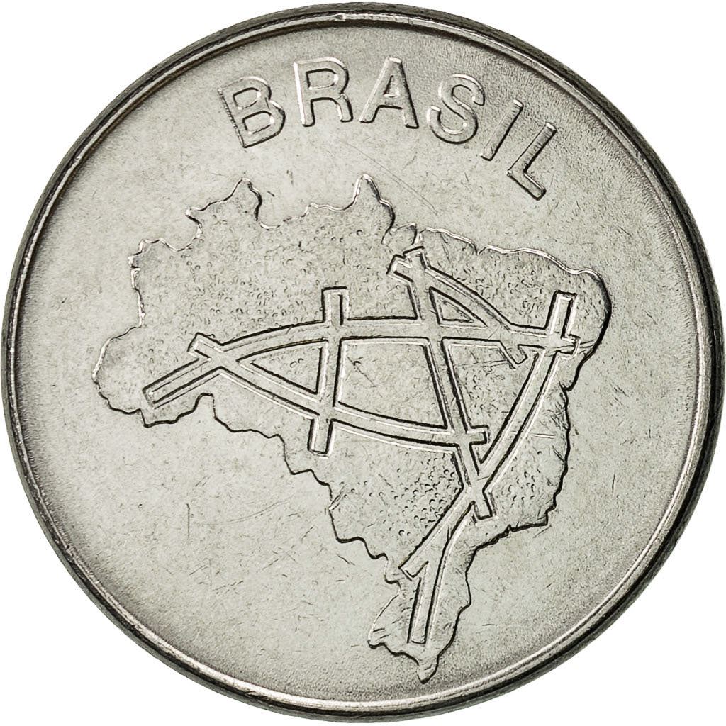 Brasiliansk 10 Cruzeiros Mønt | KM592.1 | Brasiliens hovedvejskort | 1980 - 1984