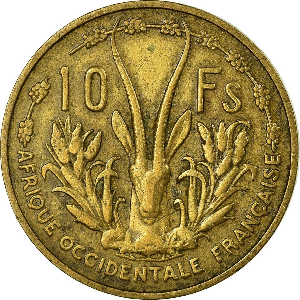 French West Africa | 10 Francs Coin | Marianne | Gazelle | Maize | Km:6 | 1956