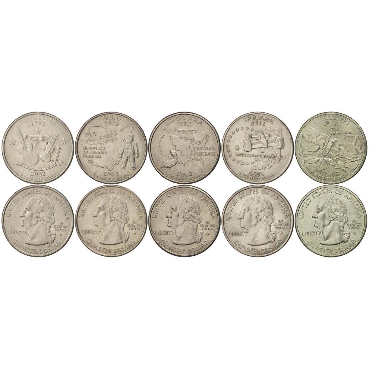United States | 5 Coin Set | 1/4 Dollar | 2002