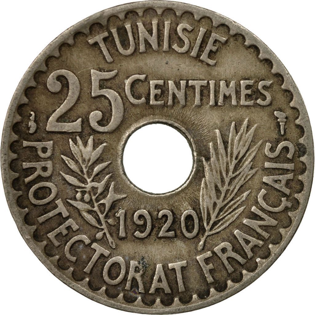 Tunisia 25 Centimes Coin | Muhammad V | KM244 | 1918 - 1920