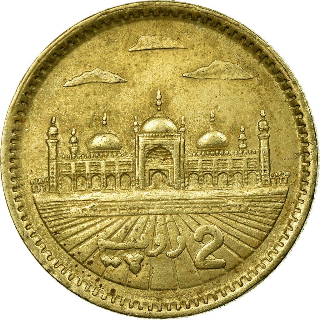 Pakistan | 2 Rupees Coin | Mosque | Crescent Moon | Km:64 | 1999 - 2006