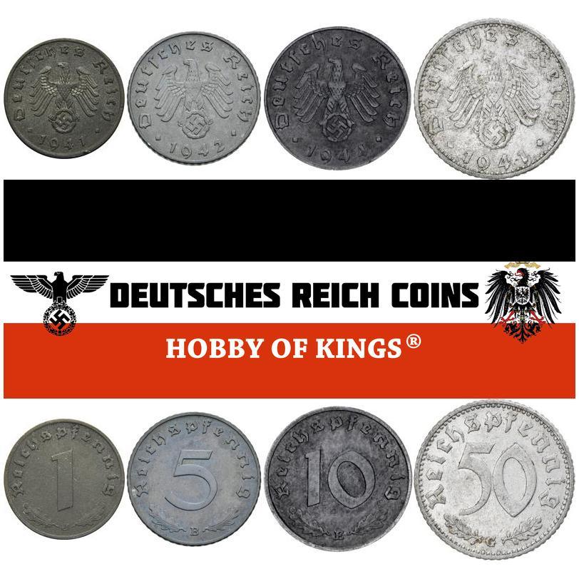 Germany | 4 Coin Set | 1 5 10 50 Reichspfennig | 1939 - 1945