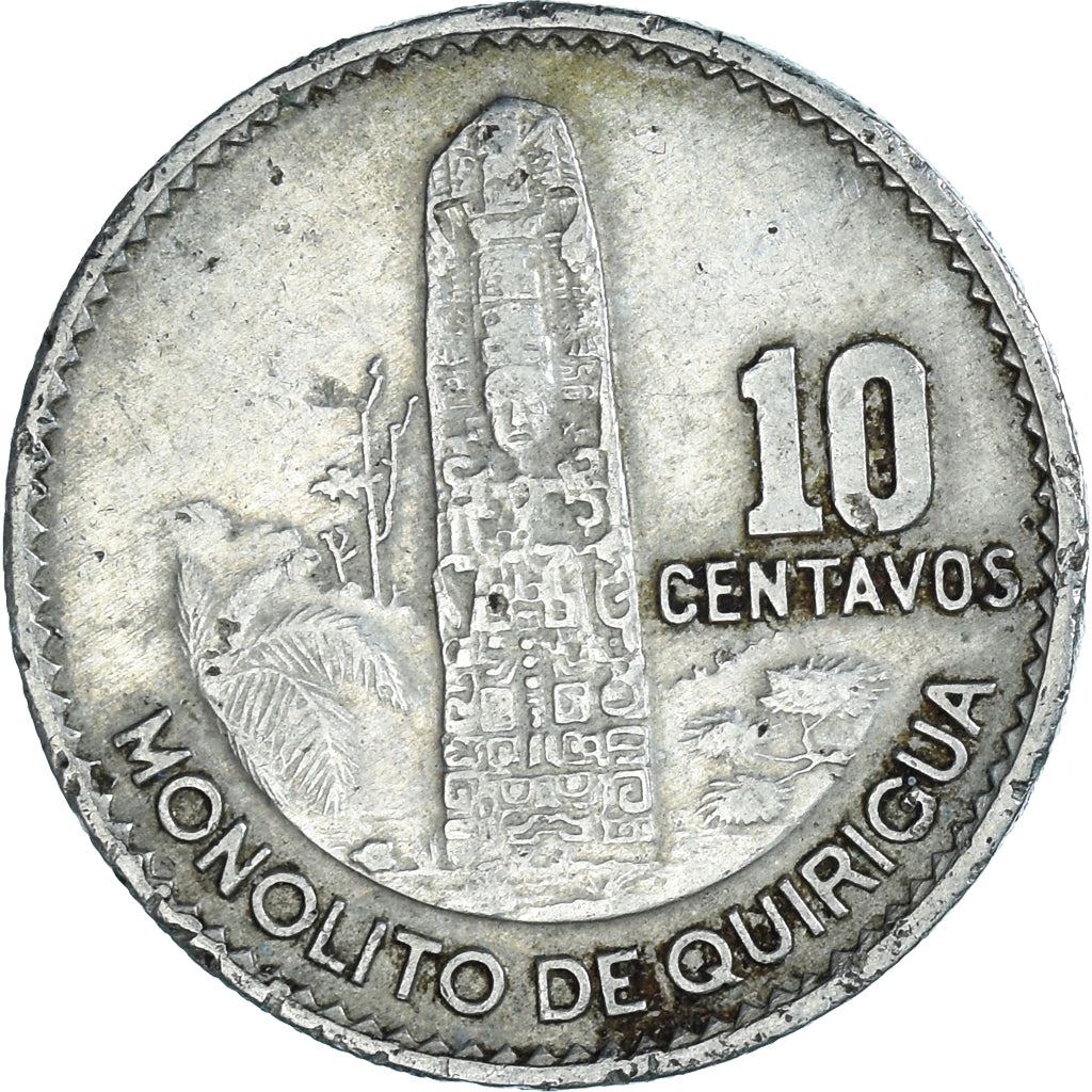 Guatemala | 10 Centavos Coin | Mayan Pillar | Km:267 | 1965 - 1970