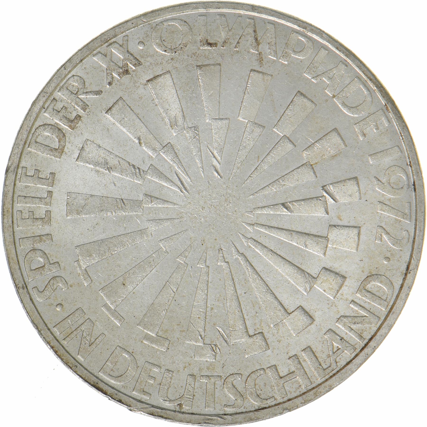 République fédérale d'Allemagne | 10 Deutsche Mark pièce | Jeux olympiques | KM:130 | 1972