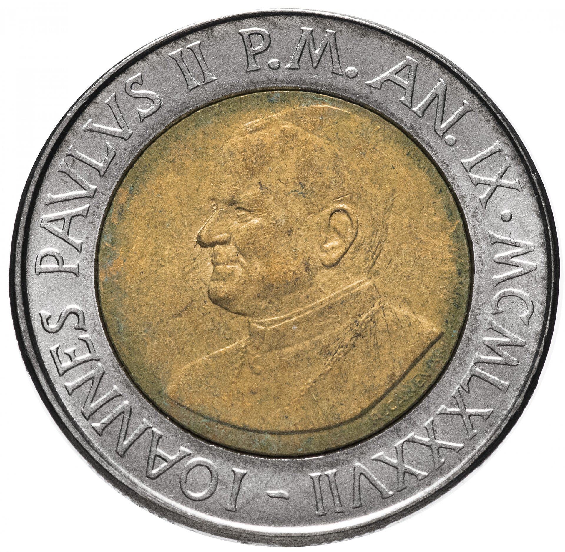 Vatican City | 500 Lire Coin | John Paul II | Km:204 | 1987