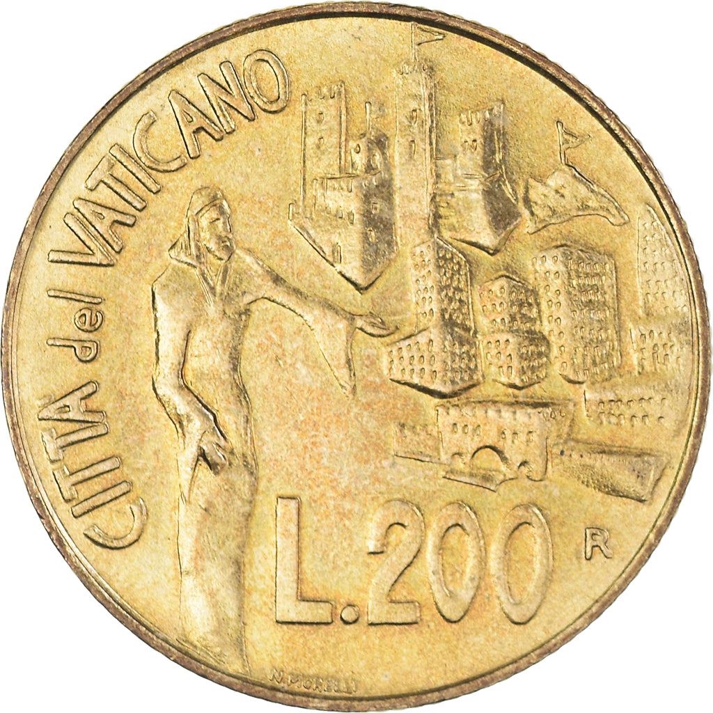 Vatican City | 200 Lire Coin | John Paul II | Km:232 | 1991