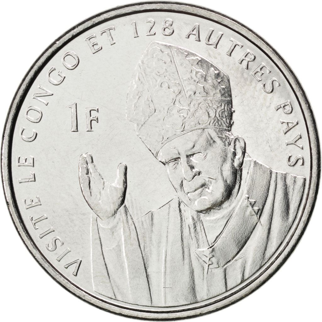 Democratic Republic of the Congo | 1 Franc Coin | Pope John Paul II | Km:159 | 2004