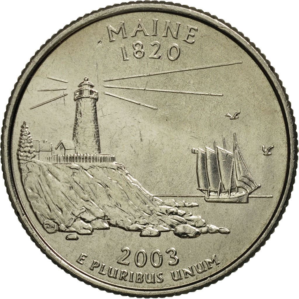 United States | 1/4 Dollar Coin | Maine | Km:345 | 2003