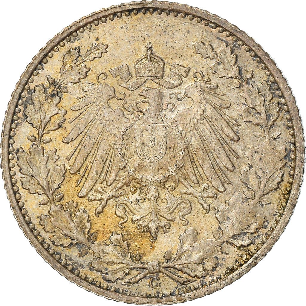 German Empire 1/2 Mark Coin | Deutsches Reich | Wilhelm II | Type 2 | KM17 | 1905 - 1919