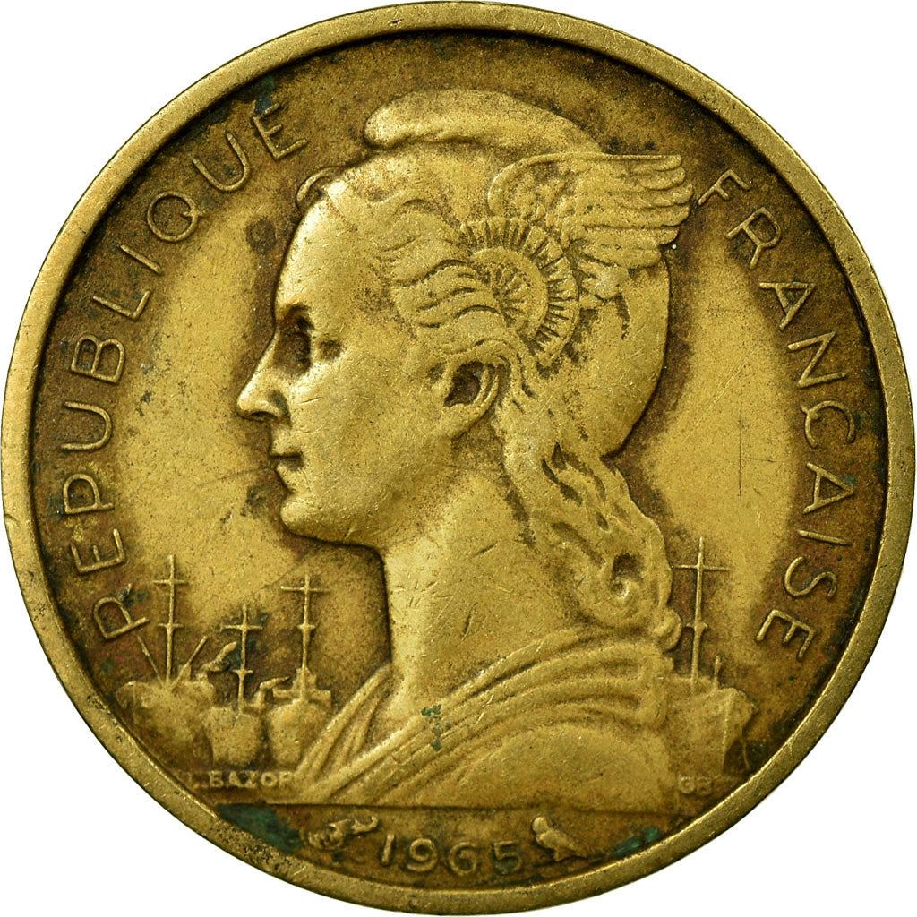 French Somaliland | 10 Francs Coin | Marianne | Dhow | Ocean Liner | Km:11 | 1965