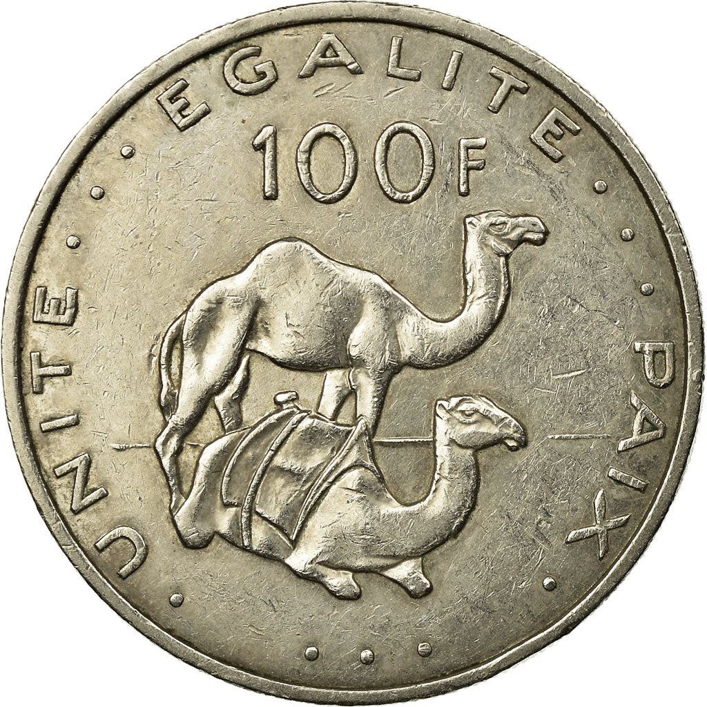 Djibouti | 100 Francs Coin | Knife | Spear | Shield | Dromedary Camels | Km:26 | 1977 - 2017