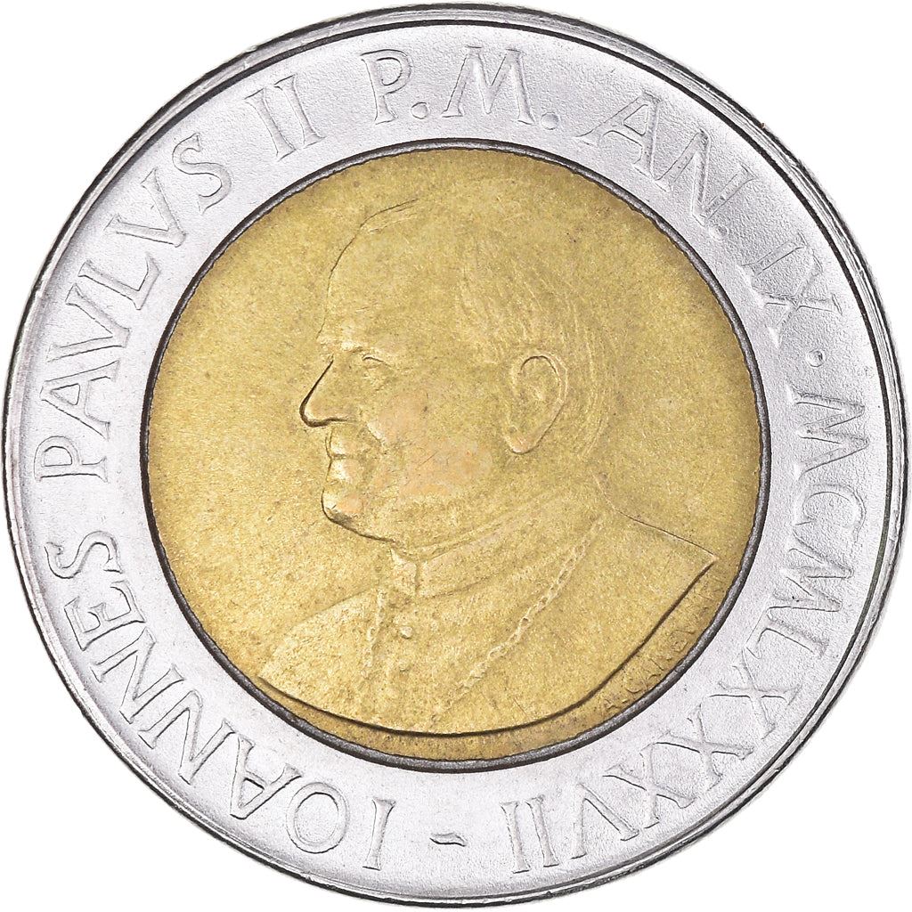 Vatican City | 500 Lire Coin | John Paul II | Km:204 | 1987