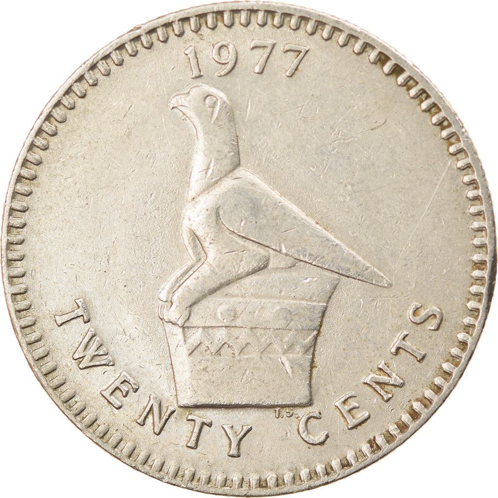 Rhodesia | 20 Cents Coin | Antelopes | Zimbabwe Bird | Km:15 | 1975 - 1977