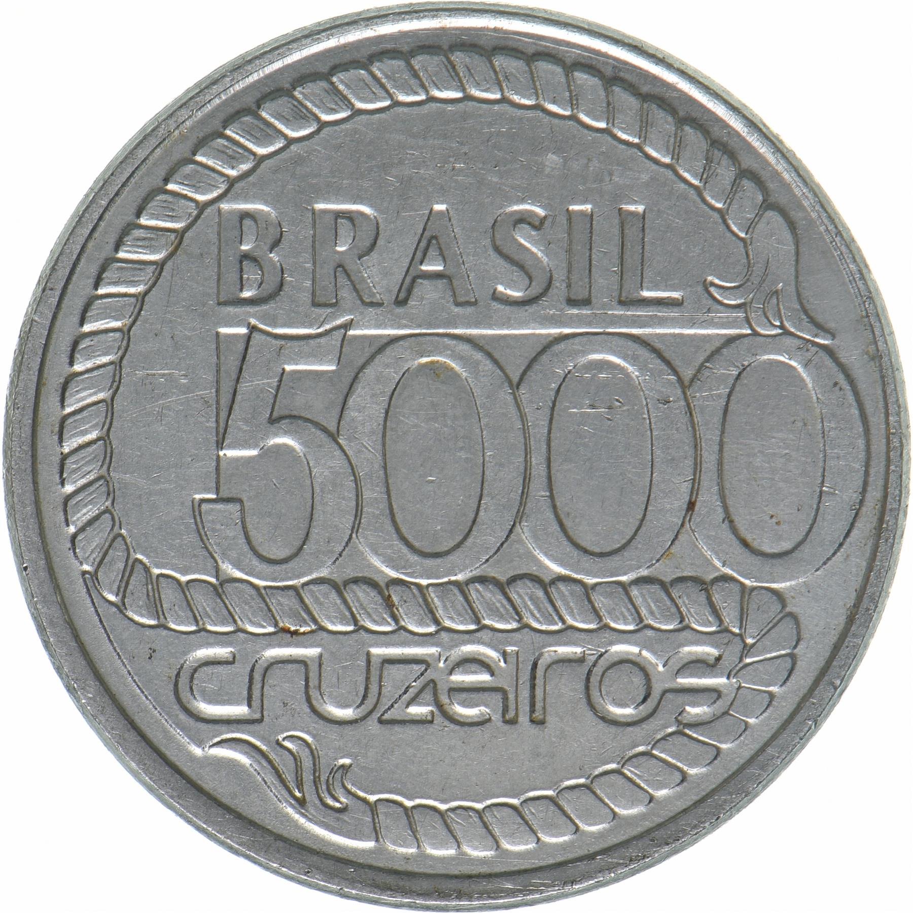 Brazil | 5000 Cruzeiros Coin | Tiradentes | KM:625 | 1992