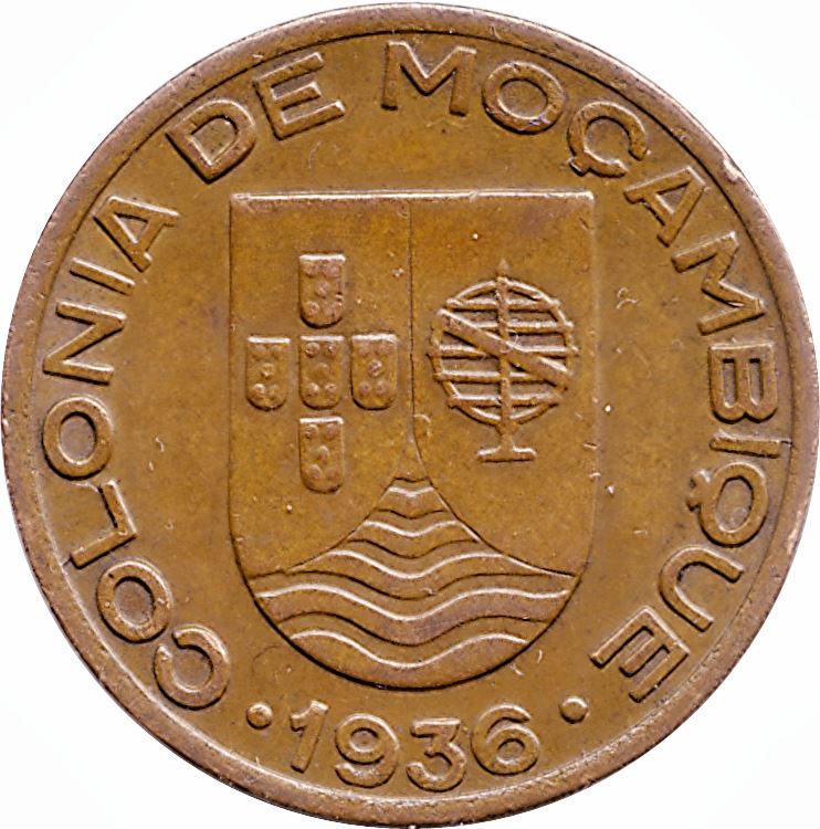 Mozambique | 20 Centavos Coin | Globe | Shield | KM:64 | 1936