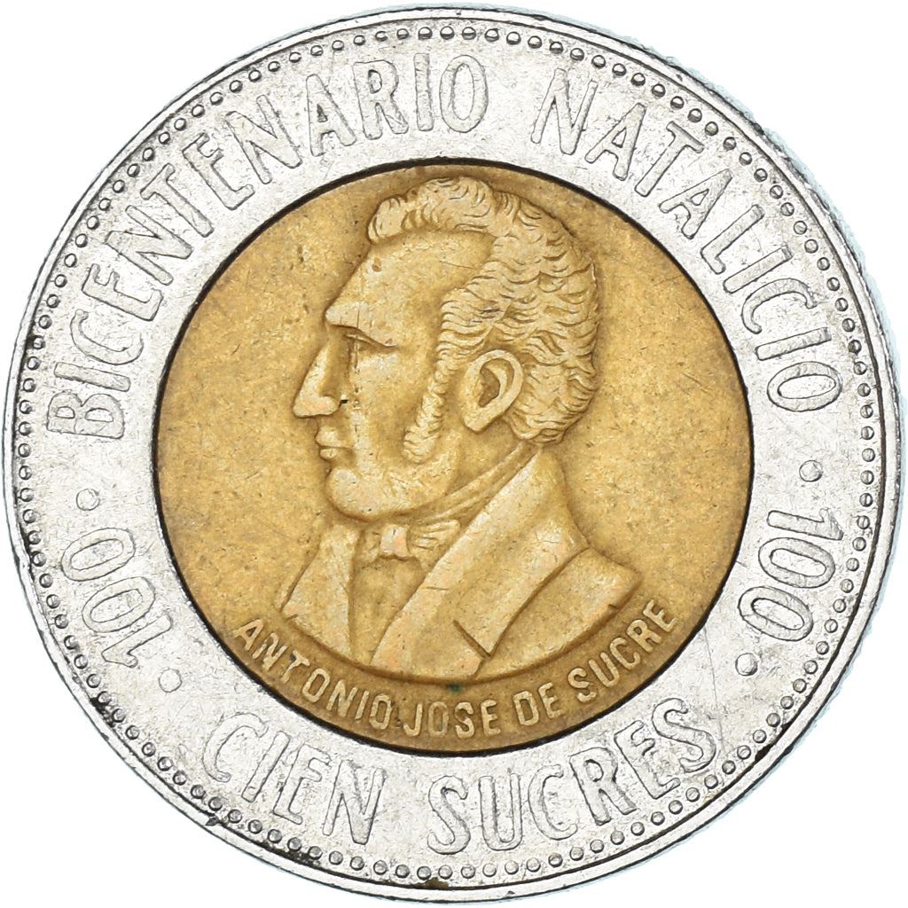 Ecuador | 100 Sucres Coin | Antonio José de Sucre | Km:96 | 1995