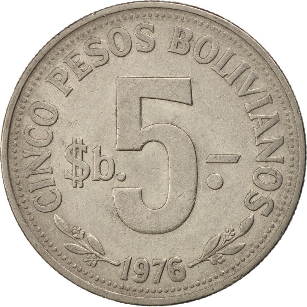 Bolivia | 5 Pesos Bolivianos | Coat of Arms | KM:197 | 1976-1980