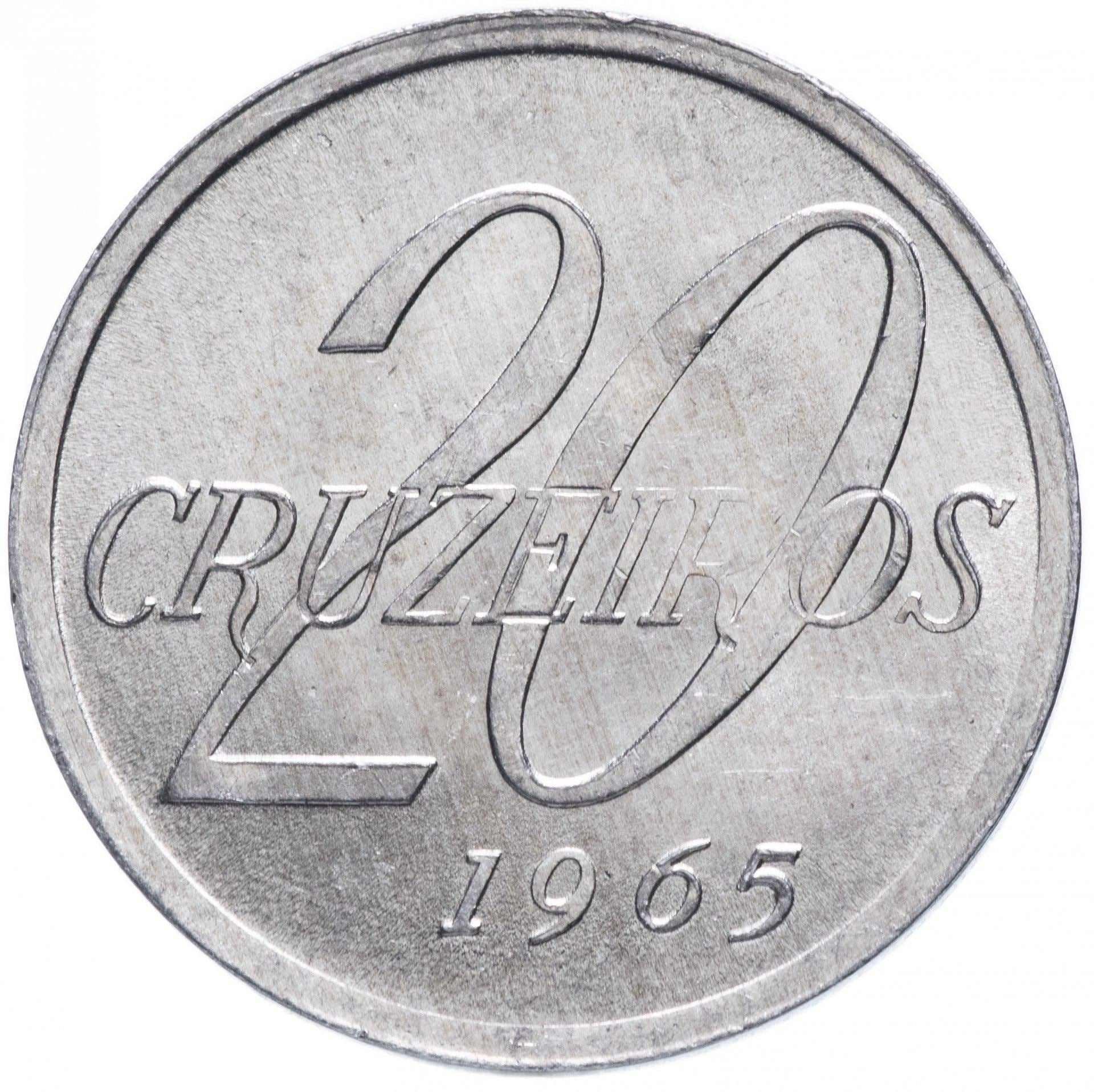 Brazil | 20 Cruzeiros Coin | Map of Brazil | Km:573 | 1965
