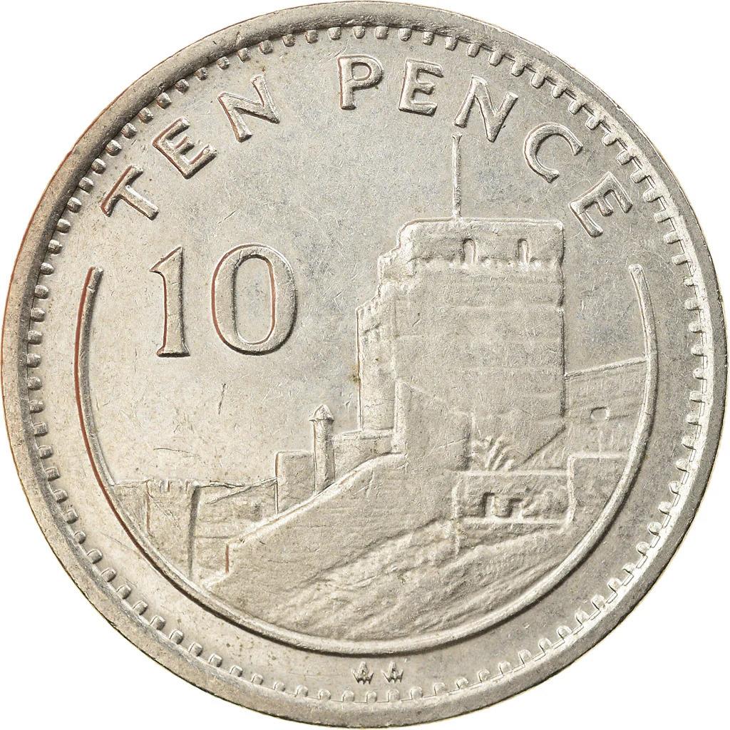 Gibraltar | 10 Pence Coin | Moorish Castle | KM23.1 | 1988 - 1991