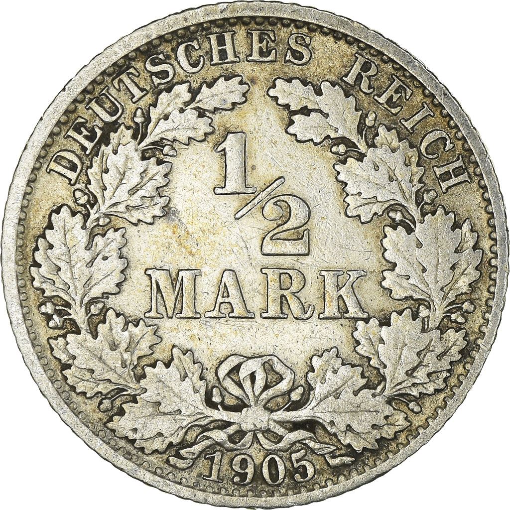 German Empire 1/2 Mark Coin | Deutsches Reich | Wilhelm II | Type 2 | KM17 | 1905 - 1919