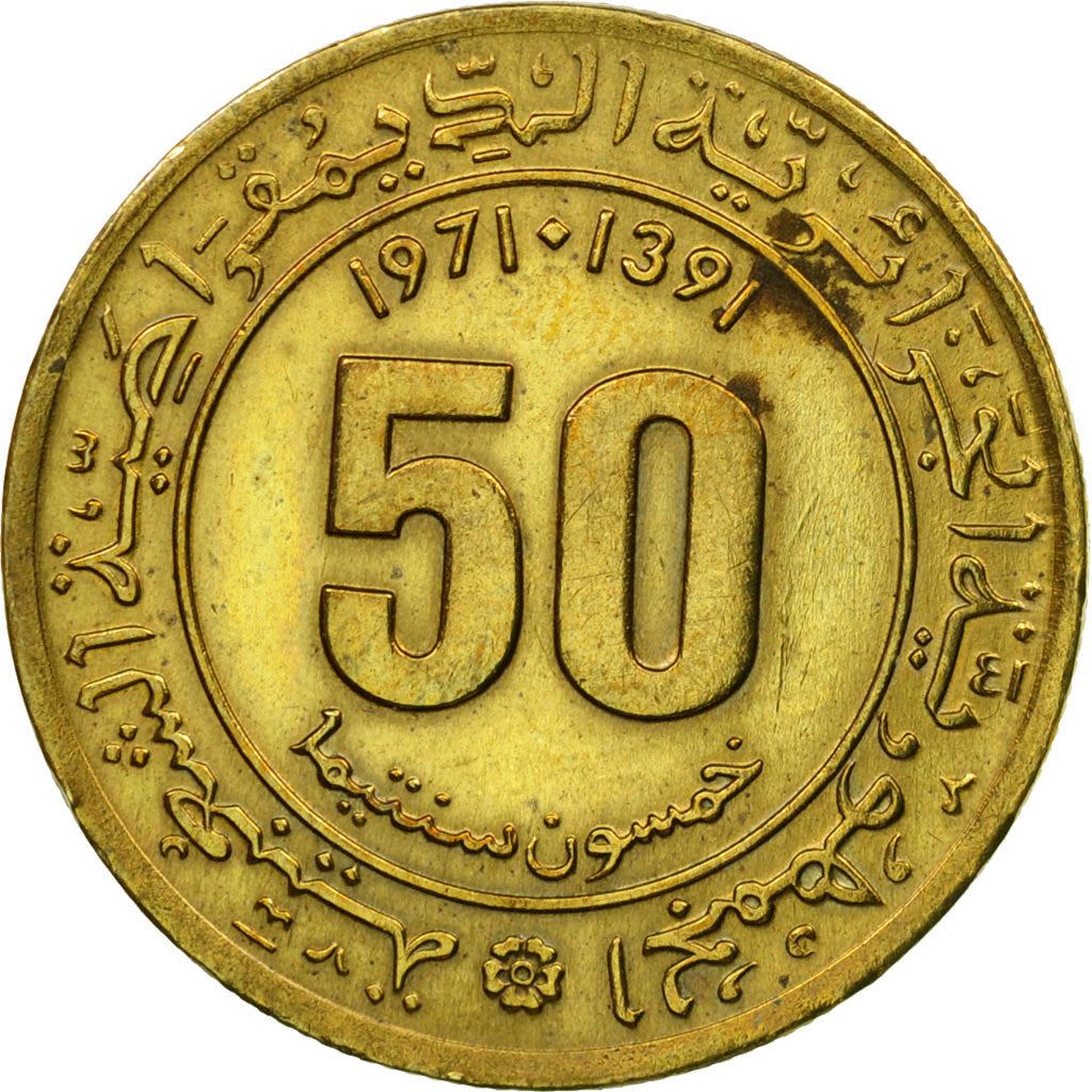 Algeria | 50 Centimes Coin | Nickel Brass | Sun | Science | Km:102 | 1971 - 1973
