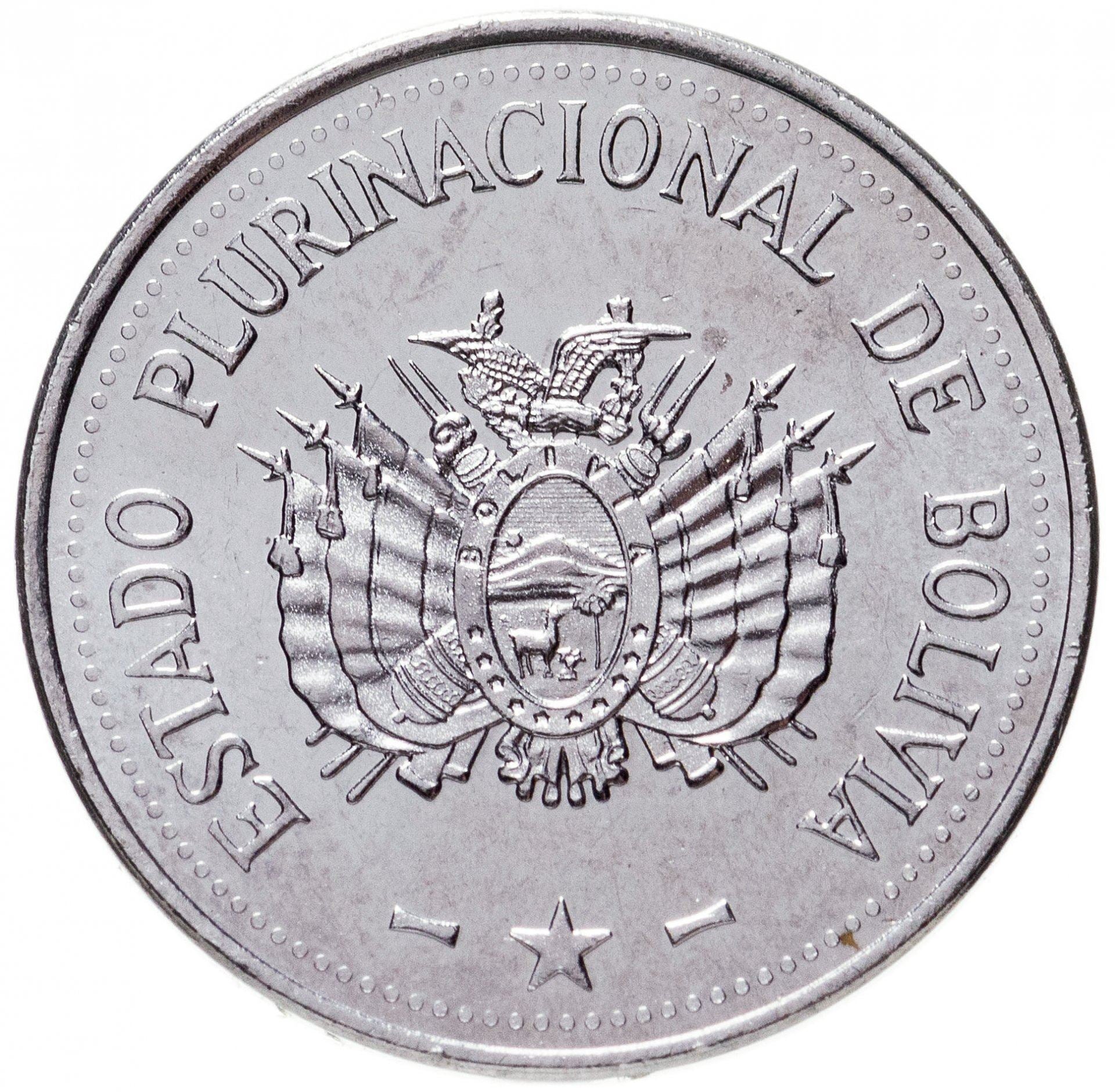 Bolivia | 10 centavos-mønt | Stål | Våbenskjold | UC:2 | 2017-2023