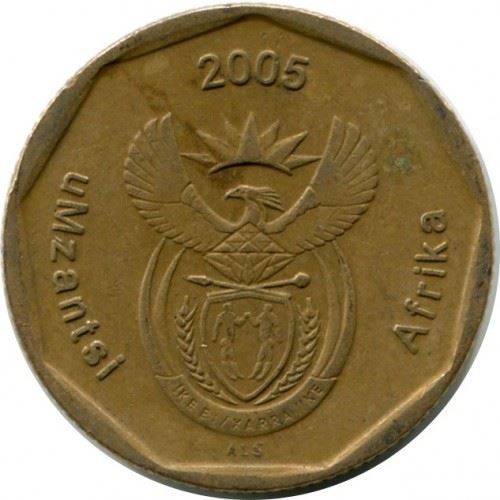 South Africa 50 Cents Xhosa Legend - uMzantsi Afrika Coin KM294 2005