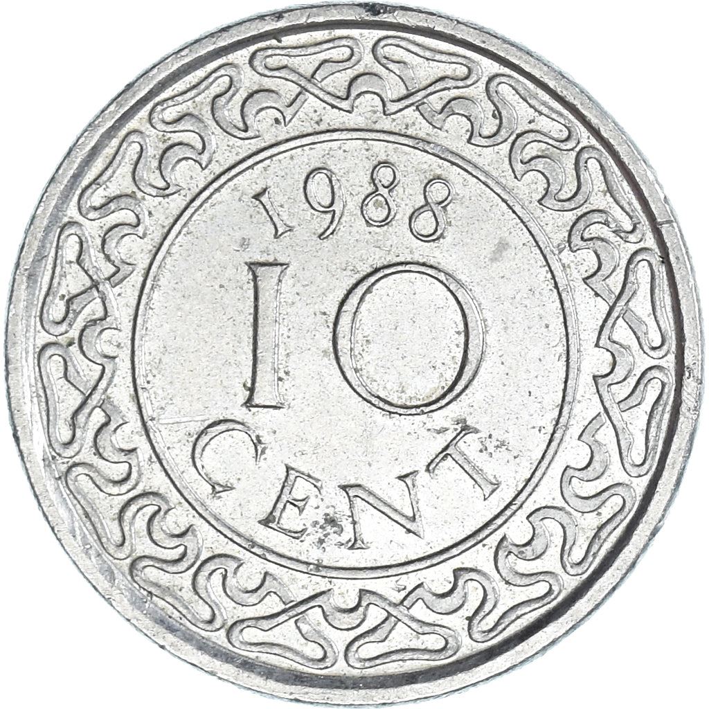 Suriname | 10 Cents Coin | Wreath | Natives | Km:13A | 1987 - 2021