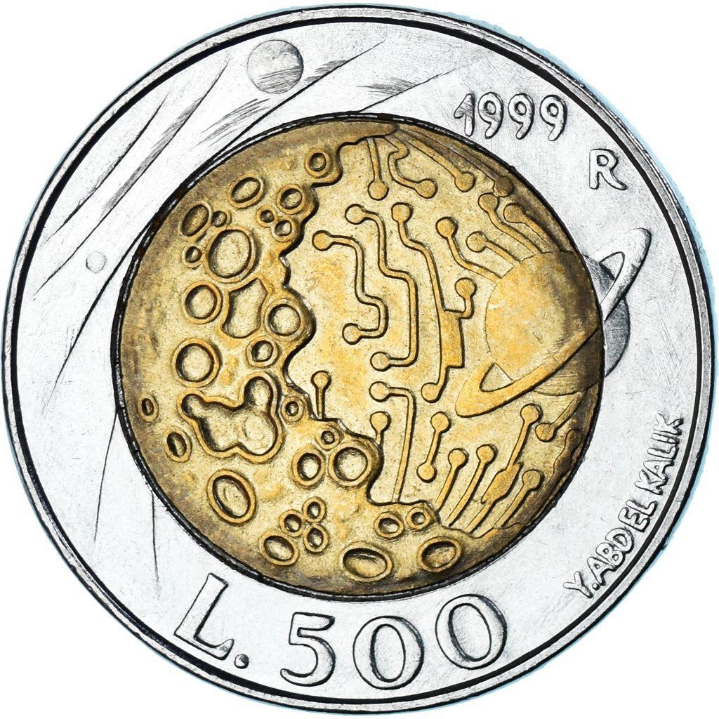 San Marino | 500 Lire Coin | Moon's surface | Km:394 | 1999