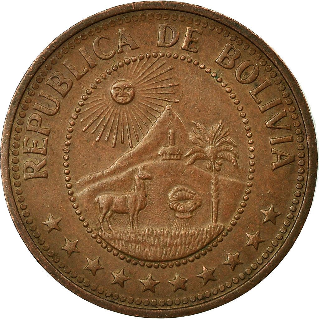 Bolivia | 10 centavos | Verkoperstalen kern met koperlaag | Wapen | KM:188 | 1965-1973