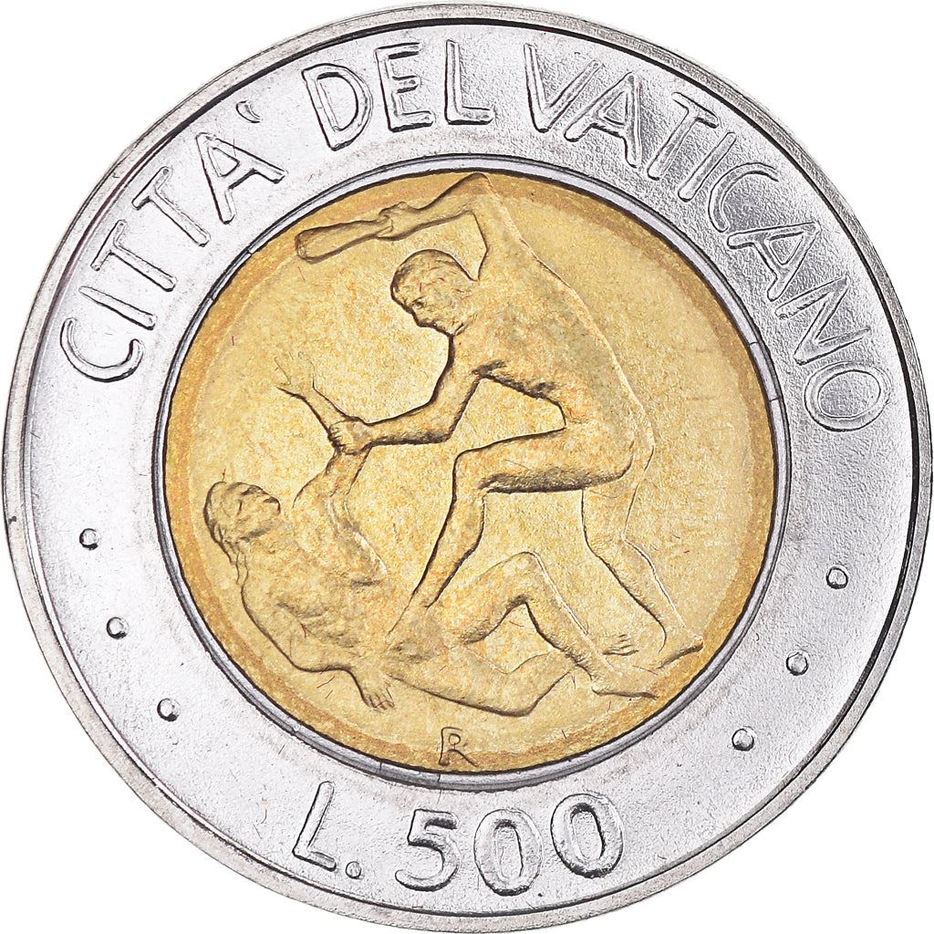 Vatican City | 500 Lire Coin | Cain slaying Abel | Km:267 | 1995