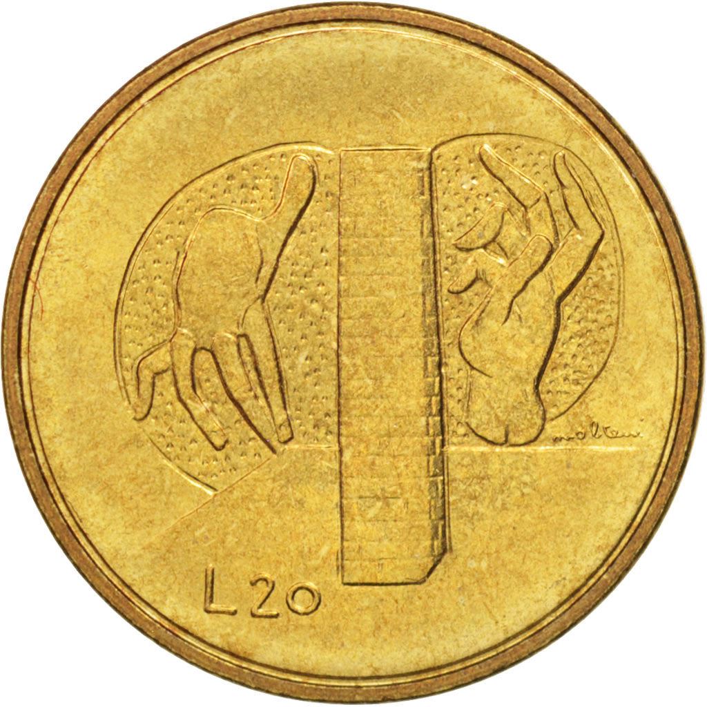San Marino | 20 Lire Coin | Hands | Km:55 | 1976