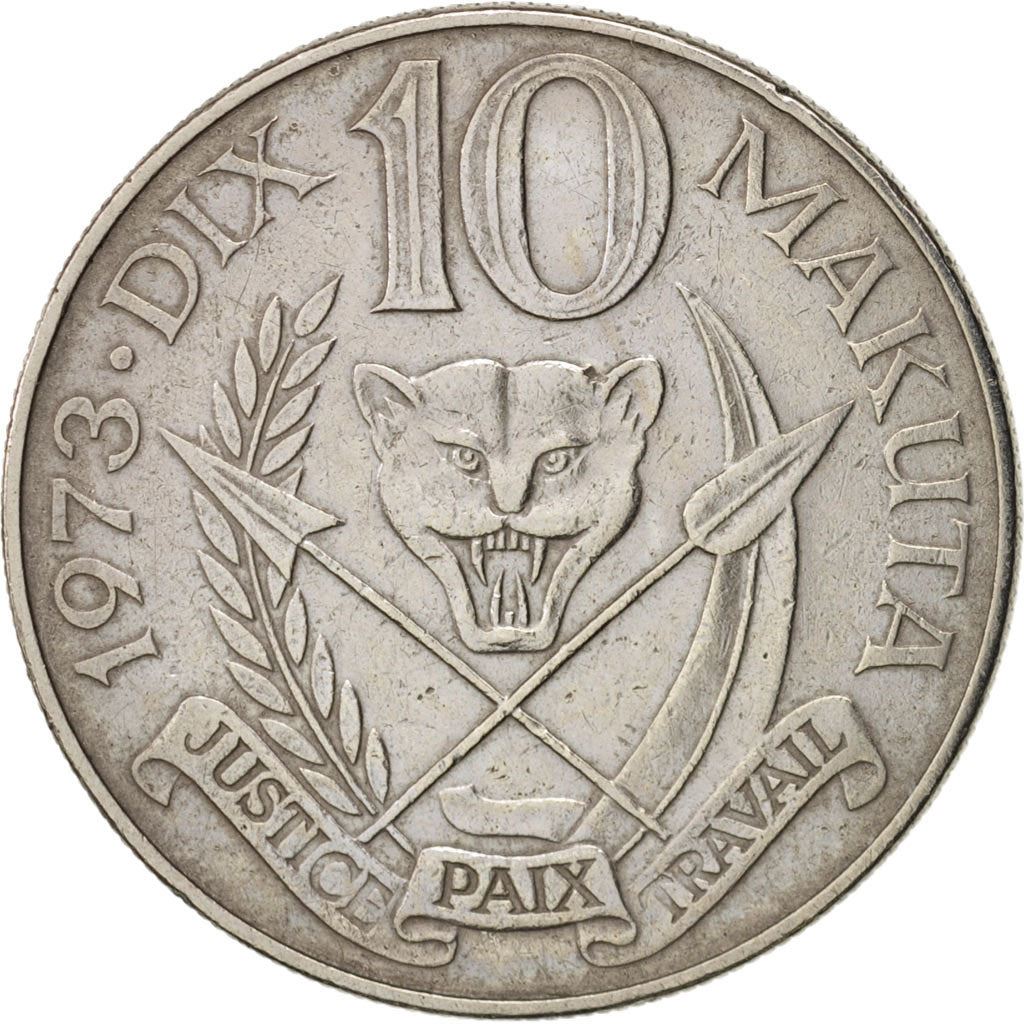 Zaire | 10 Makuta Coin | Mobutu Sese Seko | Km:7 | 1973 - 1978