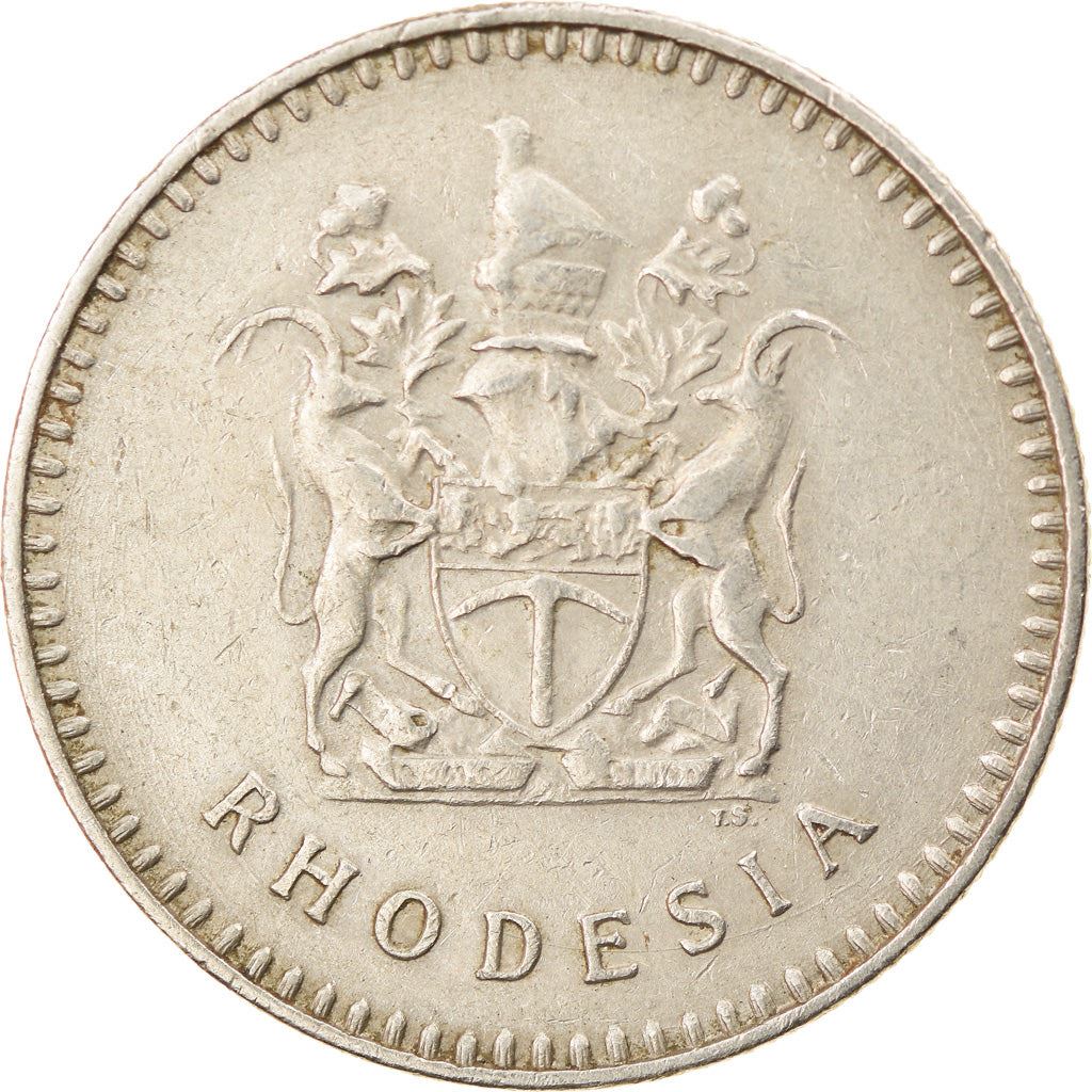 Rhodesia | 20 Cents Coin | Antelopes | Zimbabwe Bird | Km:15 | 1975 - 1977