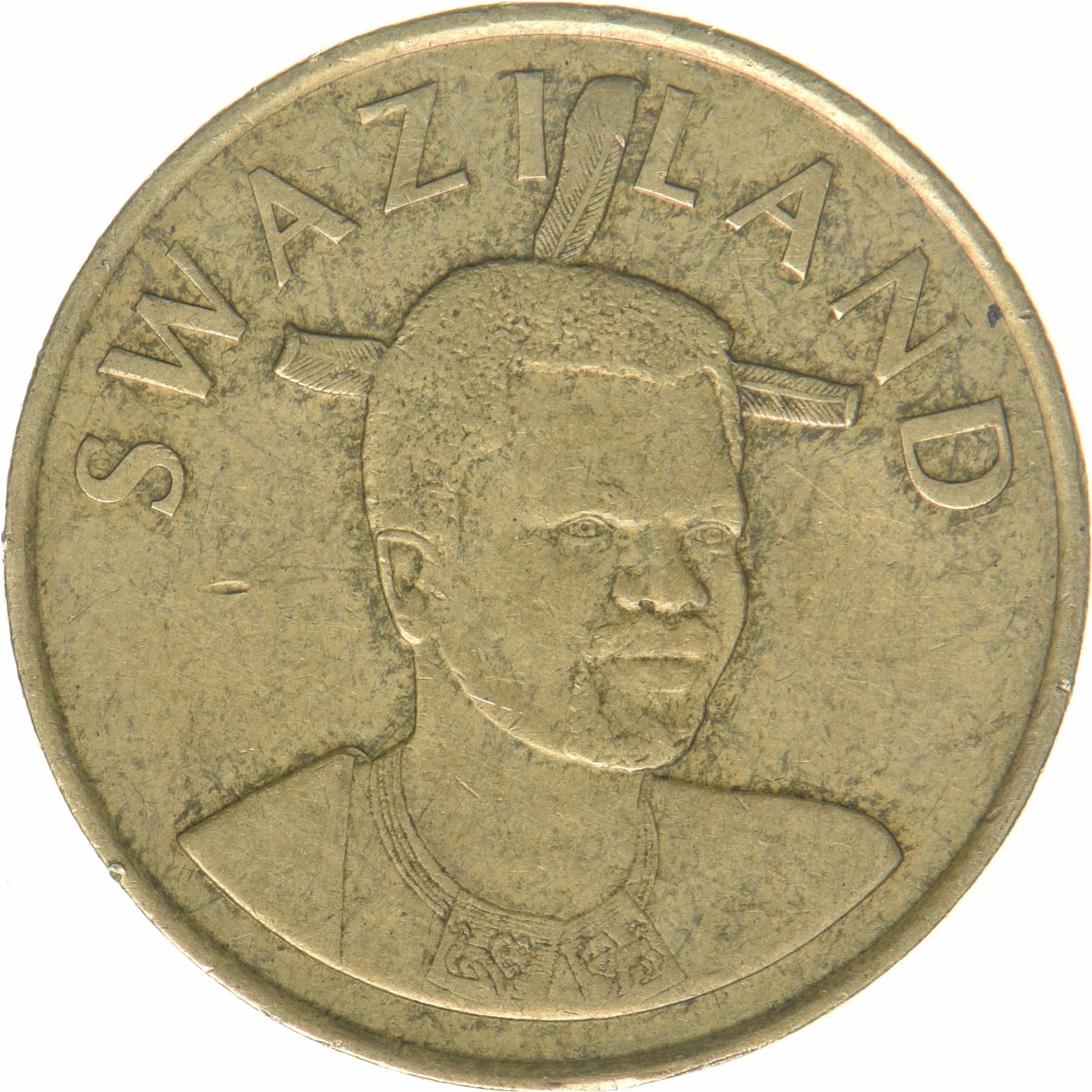 Kingdom of Swaziland | 5 Emalangeni Coin | King Mswati III | Lion | Elephant | KM:68 | 2015