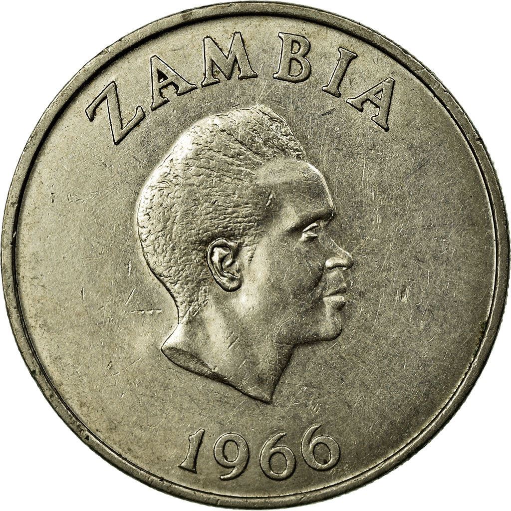 Moneta da 1 Scellino dello Zambia | Bucero Coronata | Kenneth Kaunda | KM7 | 1966