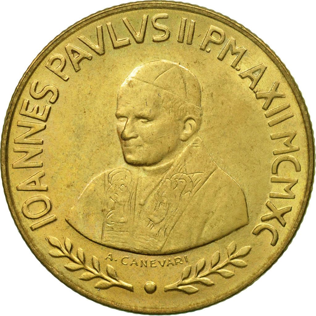 Vatican City | 200 Lire Coin | John Paul II | Km:224 | 1990