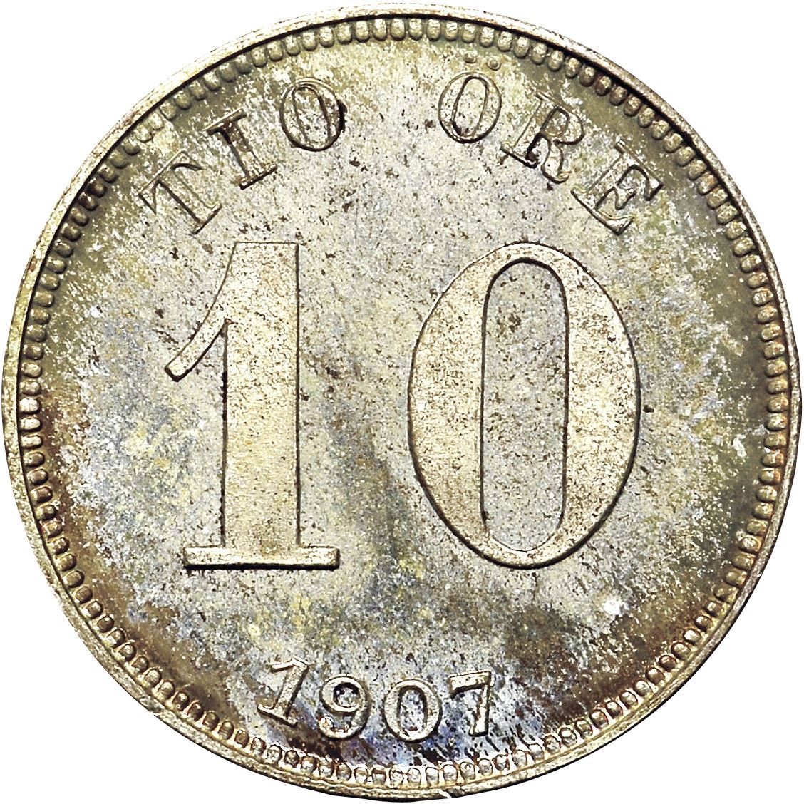 Swedish 10 Ore Coin | Oscar II | Sweden | 1907