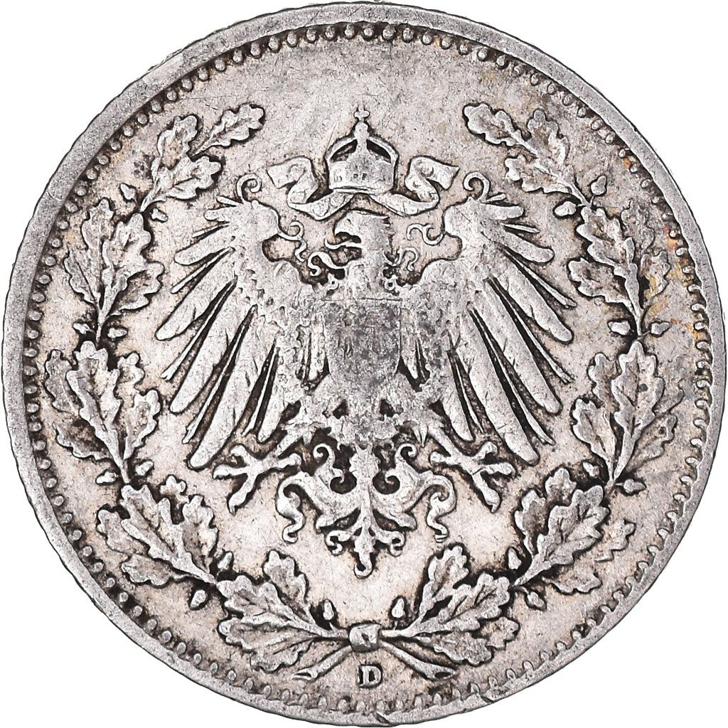 German Empire 1/2 Mark Coin | Deutsches Reich | Wilhelm II | Type 2 | KM17 | 1905 - 1919