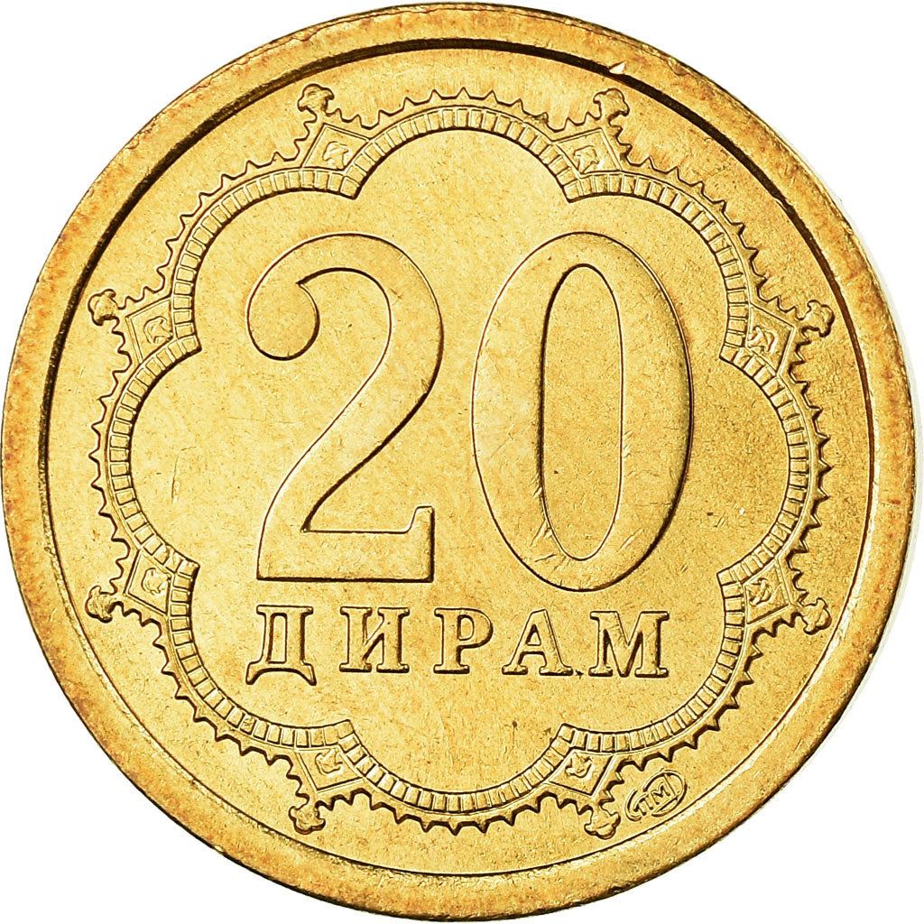 Tajikistan | 20 Diram Coin | Crown | Stars | Large Value | Km:4.2 | 2006