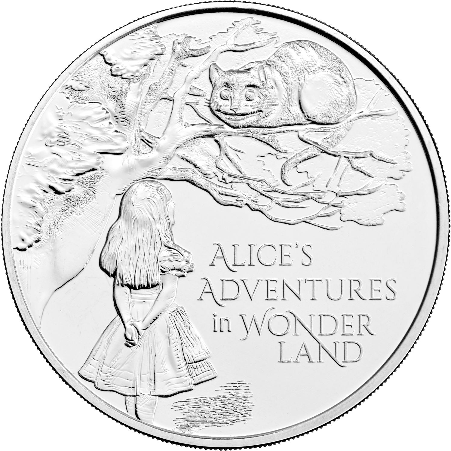 United Kingdom | British 5 Pounds Coin | Queen Elizabeth II | Alice in Wonderland | Cheshire Cat | 2021