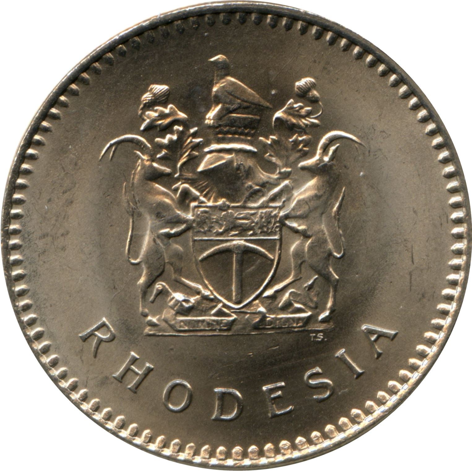 Rhodesia | 25 Cents Coin | Antelopes | KM:16 | 1975