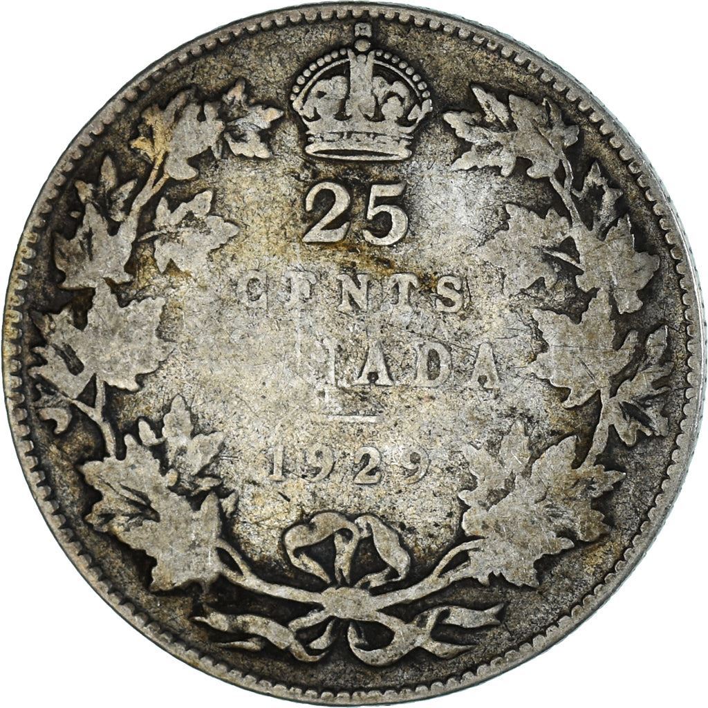 Canada | 25 Cents Coin | Silver | Crown | Wreath | KM:24a | 1920-1936