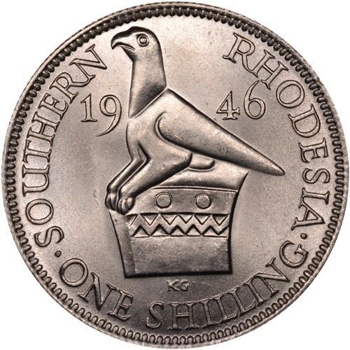 Southern Rhodesia | 1 Shilling Coin | George VI | Zimbabwe Bird | KM:18a | 1944 - 1946